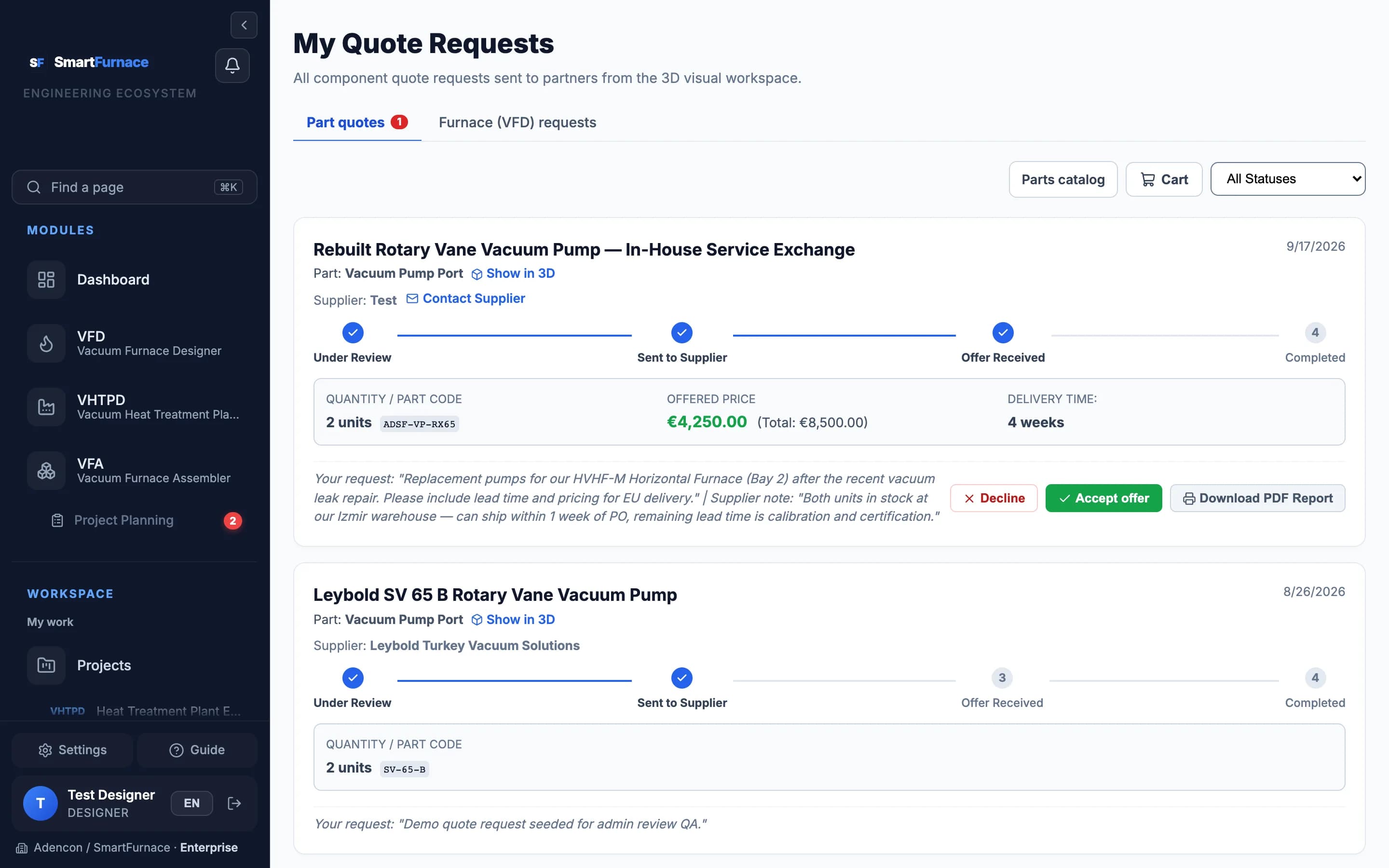 My Quote Requests
